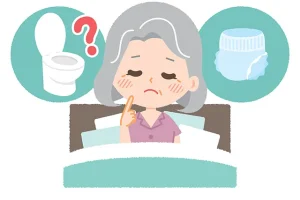 おむつかトイレで迷うイラスト