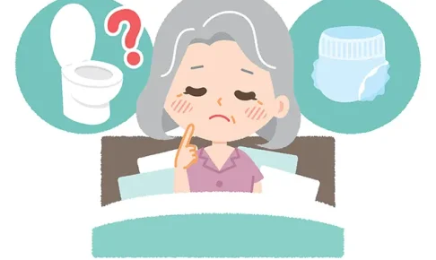 おむつかトイレで迷うイラスト