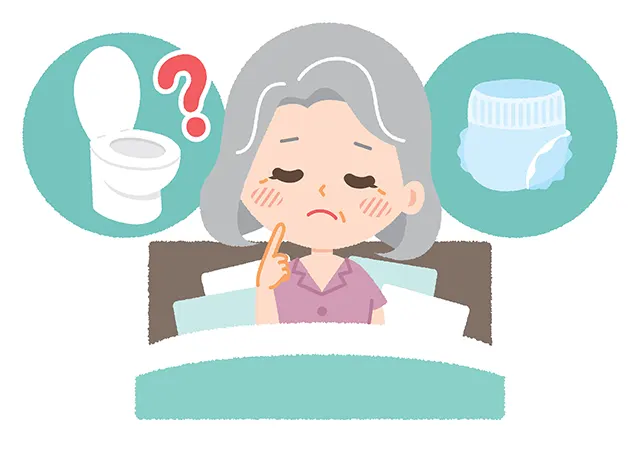 おむつかトイレで迷うイラスト