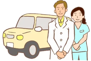 訪問診療に向かう医師と看護師