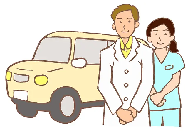 訪問診療に向かう医師と看護師